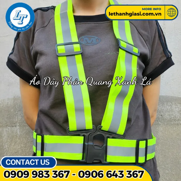 Áo Dây Phản Quang Xanh