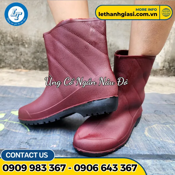 Ủng Cổ Ngắn Nâu Đỏ
