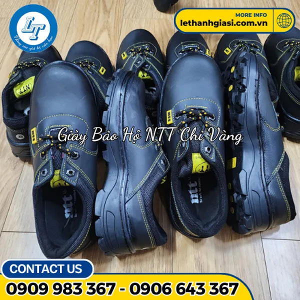 Giày Bảo Hộ NTT Chỉ Vàng