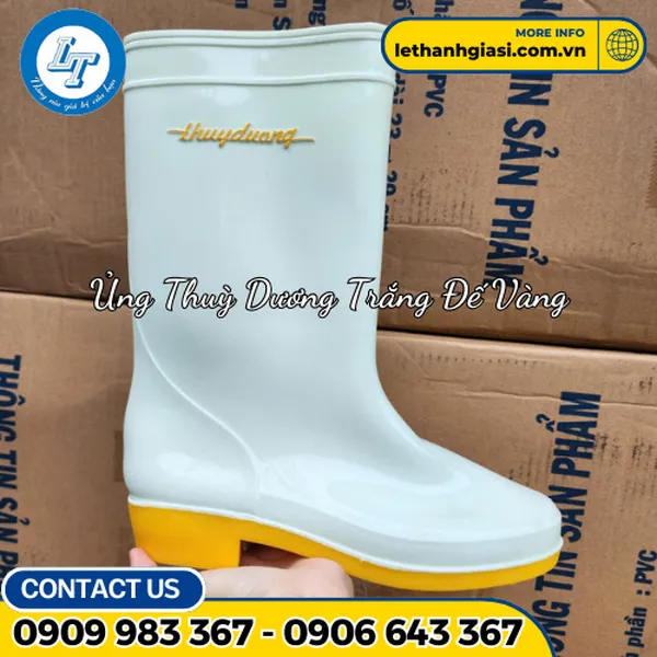 Ủng Thuỳ Dương Trắng Đế Vàng