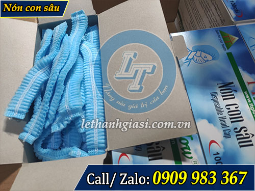 Cung cấp nón con sâu, mũ con sâu dùng trong y tế giá sỉ rẻ Thùng nón con sâu màu xanh