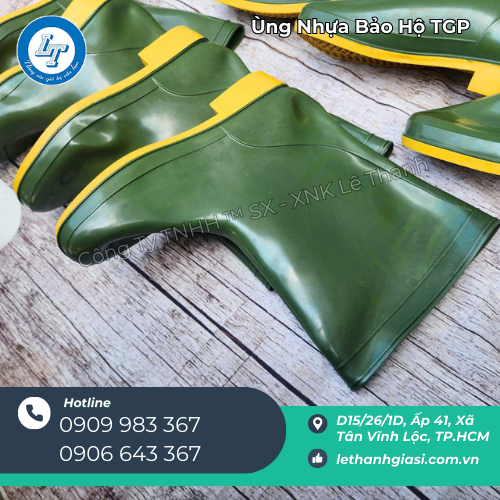 ủng nhựa bảo hộ TGP xanh rêu đế vàng bỏ giá rẻ ở đâu 4 ủng nhựa bảo hộ TGP xanh rêu đế vàng bỏ giá rẻ ở đâu 4