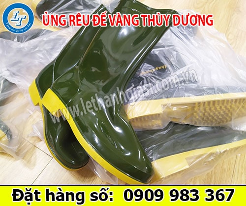 Ủng thùy dương xanh rêu đế vàng Ủng thùy dương xanh rêu đế vàng