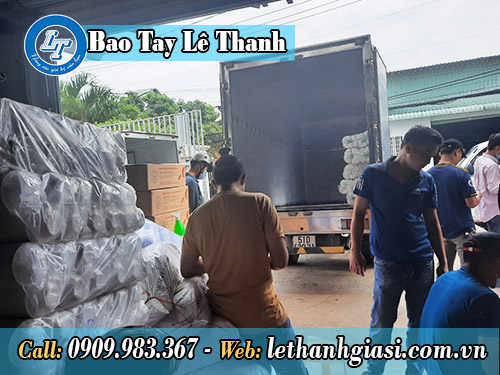 Bao tay xỏ 5 ngón xám đen dùng trong công nghiệp bao tay xám đen