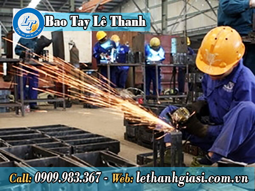 Bao tay xỏ 5 ngón xám đen dùng trong công nghiệp bao tay xám đen