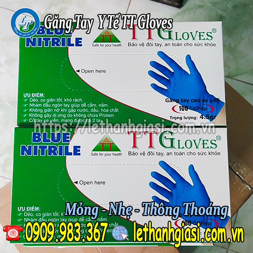 tìm mua găng tay y tế Nitrile TT Gloves cao cấp găng tay y tế