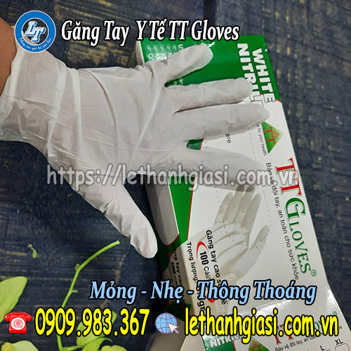 tìm mua găng tay y tế Nitrile TT Gloves cao cấp găng tay y tế