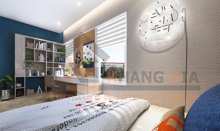 thiết kế nội thất biệt thự phòng ngủ con trai