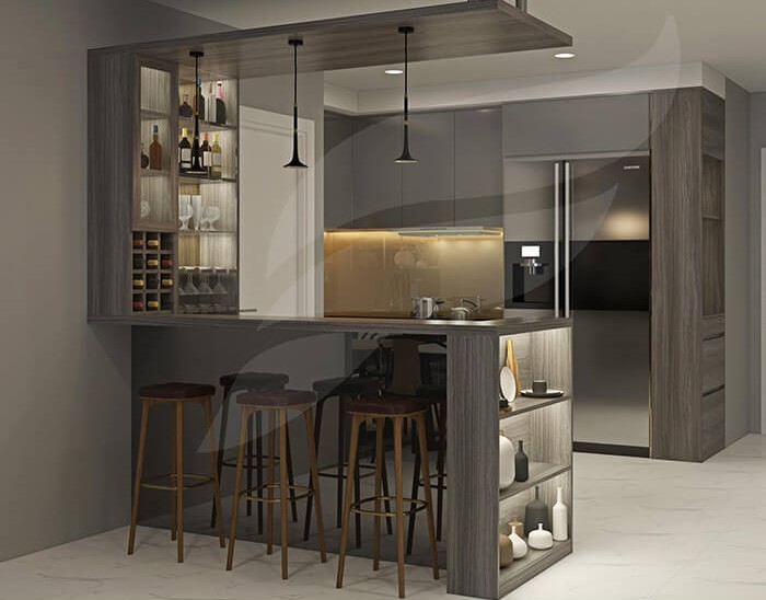 Mẫu thiết kế quầy bar cho không gian bếp - Khang Gia Decor