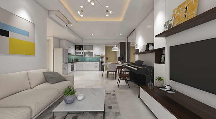 thiet ke thi cong noi that can ho 2 phong ngu Orchard