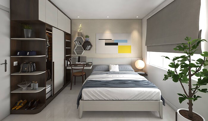 thiet ke thi cong noi that can ho 2 phong ngu Orchard