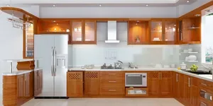 Tủ bếp gỗ tự nhiên hiện đại