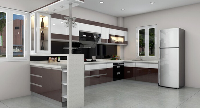 Tủ bếp acrylic dành cho căn hộ chung cư
