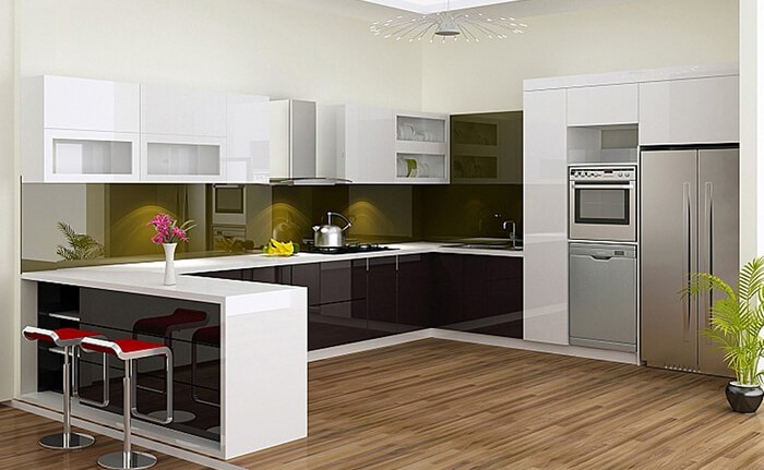 Tủ bếp acrylic dành cho căn hộ chung cư
