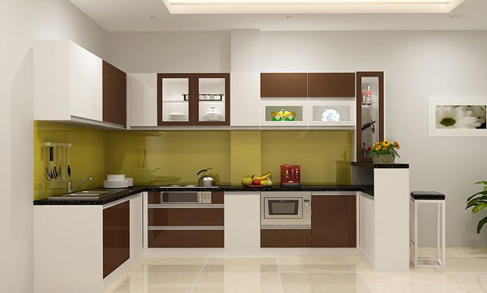 Tủ bếp acrylic dành cho căn hộ chung cư