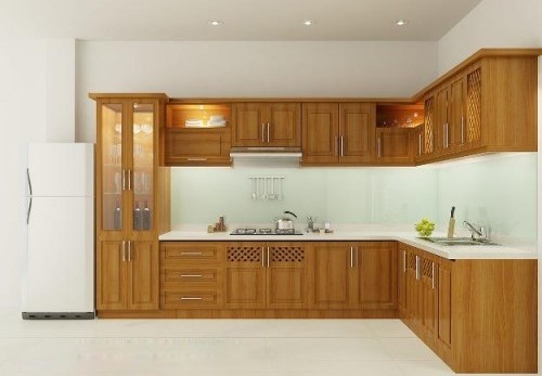 Tủ bếp gỗ tự nhiên hiện đại