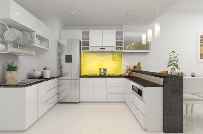 Tủ bếp gỗ công nghiệp MDF melamine dành cho căn hộ chung cư