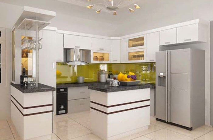 Tủ bếp gỗ công nghiệp MDF melamine dành cho căn hộ chung cư