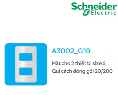 Mặt cho 2 thiết bị size S Schneider Concept A3002_G19 Mặt cho 2 thiết bị size S Schneider Concept A3002_G19