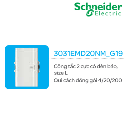 Công tắc 2 cực có đèn báo size L Schneider Concept 3031EMD20NM_G19 Công tắc 2 cực có đèn báo size L Schneider Concept 3031EMD20NM_G19