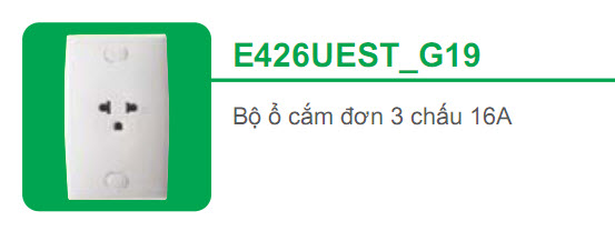 Bộ ổ cắm đơn 3 chấu 16A Schneider S-Classic E426UEST_G19 Bộ ổ cắm đơn 3 chấu 16A Schneider S-Classic E426UEST_G19