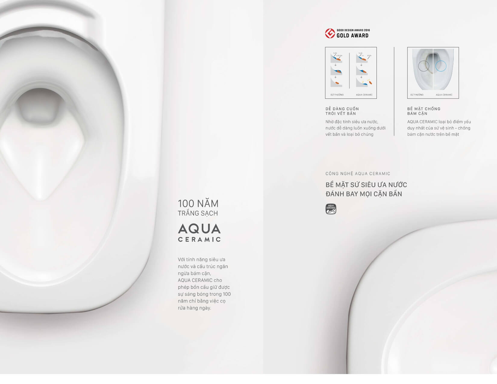 Bề mặt nhẵn, chống bẩn