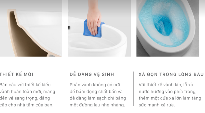 Sự khác biệt giữa bàn cầu thông thường và bàn cầu một khối INAX khi sử dụng công nghệ thiết kế vành kín RIMLESS