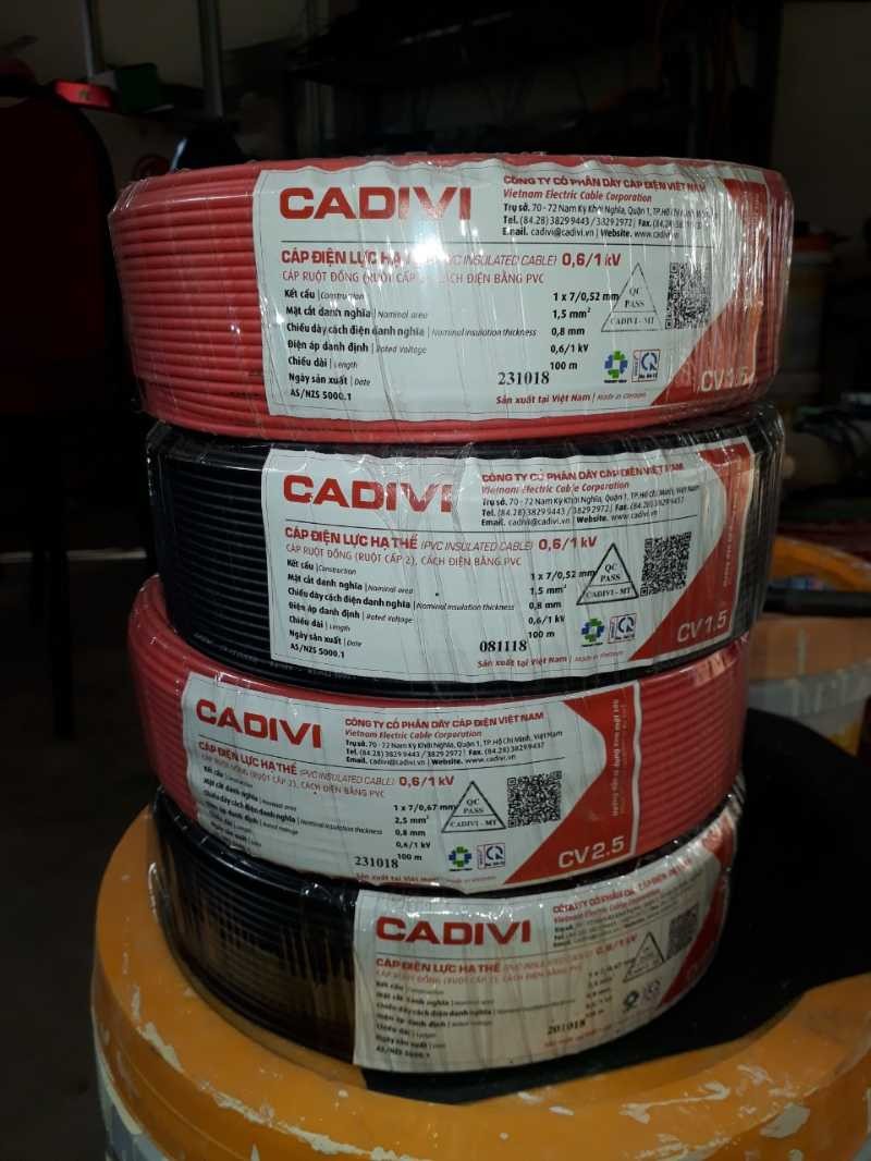 Dây cáp điện lực hạ thế Cadivi CVV-1.5 (1x7/0.52) - 0.6/1KV Dây cáp điện lực hạ thế Cadivi CVV-1.5 (1x7/0.52) - 0.6/1KV