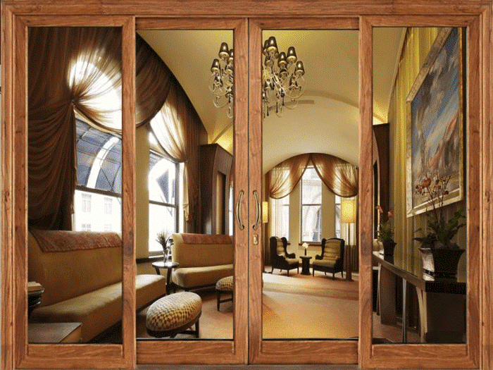 Mẫu cửa gỗ kính 4 cánh hiện đại, cao cấp Mẫu cửa gỗ kính 4 cánh hiện đại, cao cấp