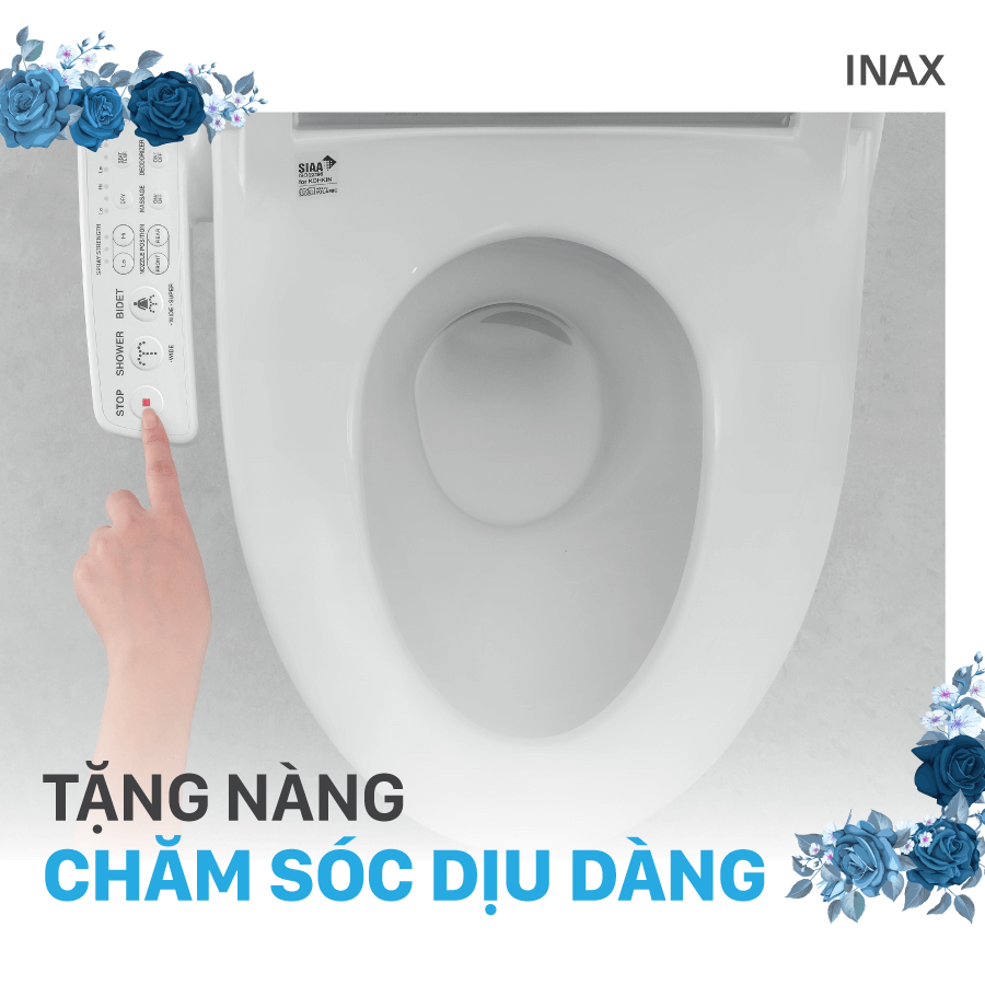 Nắp rửa điện tử INAX với chức năng phun rửa chuyên biệt dành cho phái nữ