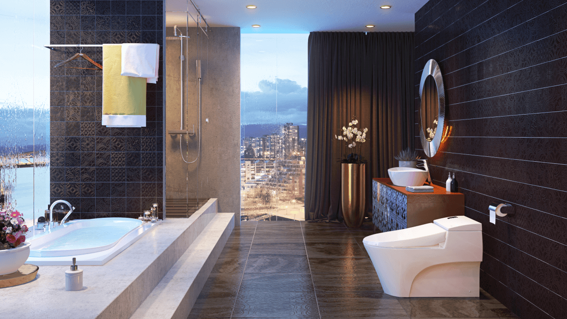 Phòng tắm sử dụng các thiết bị vệ sinh INAX có kết hợp công nghệ xả ECO-X