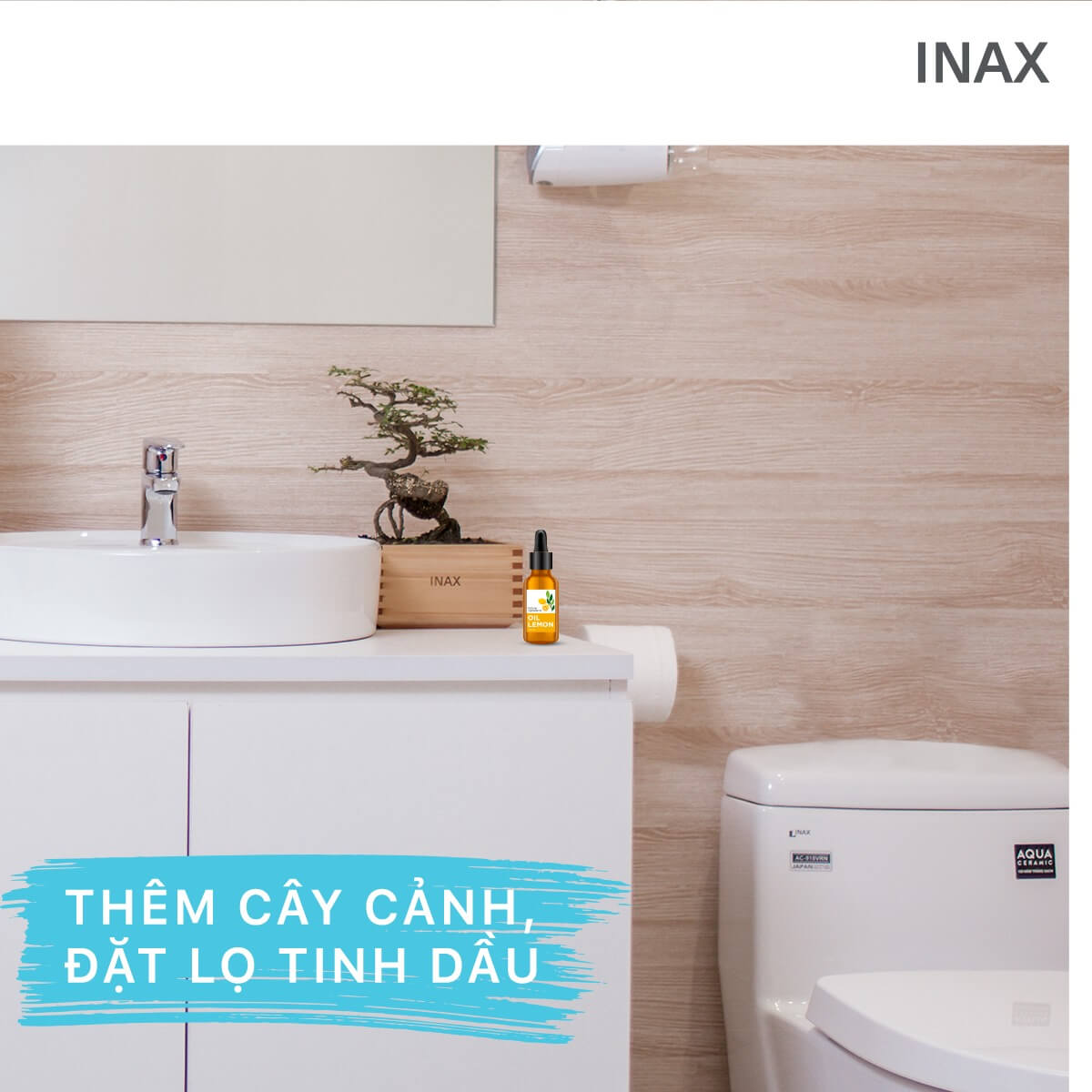 Thêm cây cảnh, lọ tinh dầu để không gian phòng tắm luôn xanh