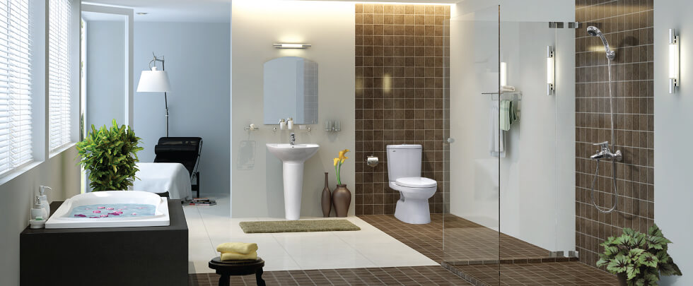 Thiết kế phòng tắm đẹp với thiết bị vệ sinh INAX