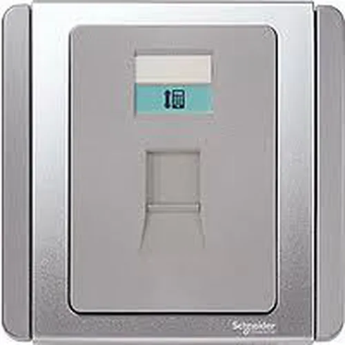 1 Gang Tel Outlet W. Shutter Schneider Neo Series Grey Silver Color E3031RJ_GS_G19