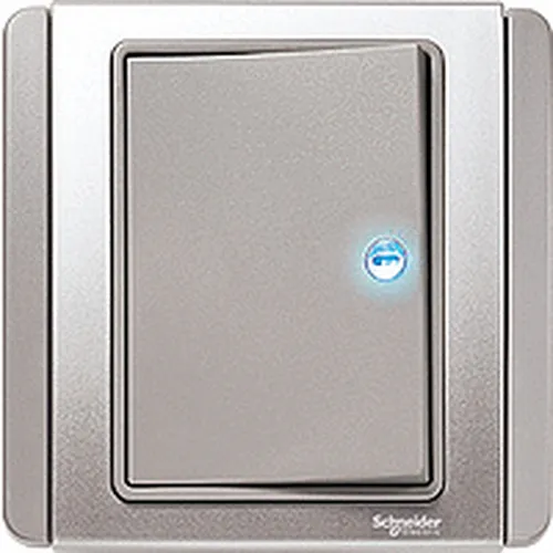 10A 1 Gang 2W switch w. LED Schneider Neo Series Grey Silver Color E3031H2_EBGS_G19