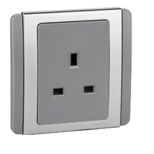 13A 3 pin socket Schneider Neo Series Grey Silver Color E3426_GS_G19