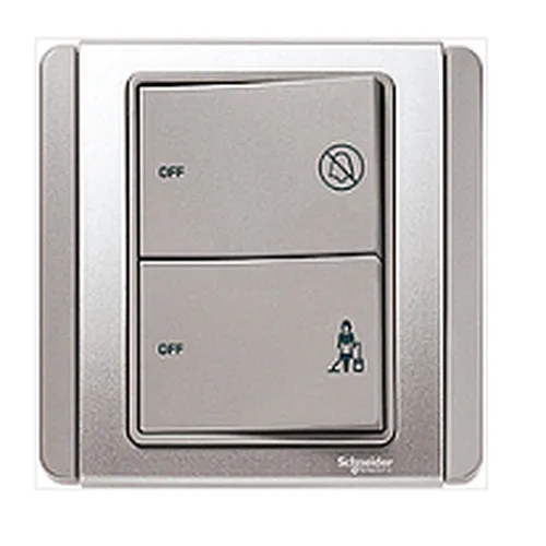 2G Switch with illuminated DND & PCU Symbols Schneider Neo Series Grey Silver Color E3032HDM_GS_G19
