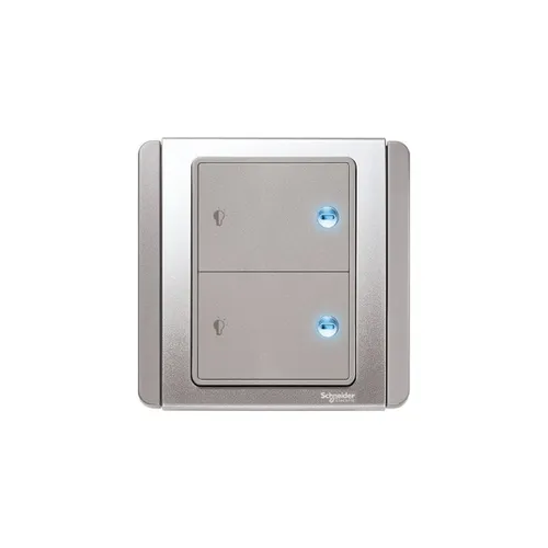 600W 2 Gang dimmer w.LED Schneider Neo Series Grey Silver Color E3032HD_EBGS