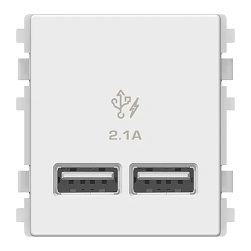 Ổ sạc USB 2.1A đôi  size S Schneider Zencelo- A Trắng 8432USB_WE