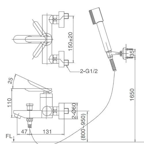 BFV-213S-3C- Vật liệu xây dựng (VLXD) hoàn thiện thiết bị vệ sinh sen vòi nóng lạnh Inax