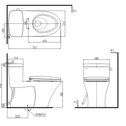 AC-991VRN/BW1 -Vật liệu xây dựng (VLXD) hoàn thiện thiết bị vệ sinh bồn cầu 1 khối Inax