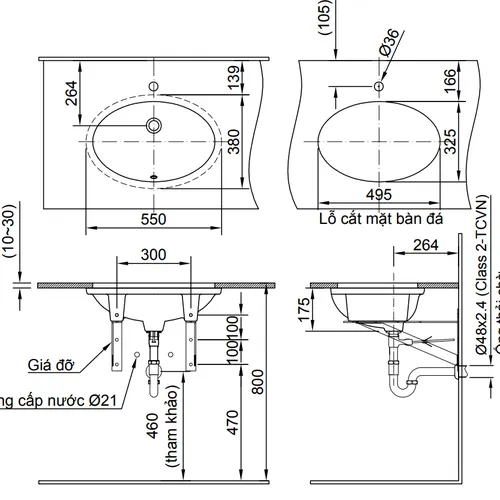 AL-2216V/BW1- Vật liệu xây dựng (VLXD) hoàn thiện thiết bị vệ sinh chậu rửa âm bàn Inax