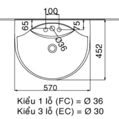 L-288VEC/FC/BW1- Vật liệu xây dựng (VLXD) hoàn thiện thiết bị vệ sinh chậu rửa treo tường Inax