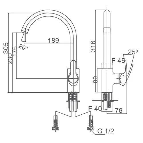 SFV-802S- Vật liệu xây dựng (VLXD) hoàn thiện thiết bị vệ sinh sen vòi bếp nóng lạnh INAX