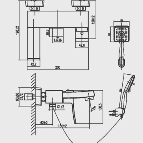 BFV-403S- Vật liệu xây dựng (VLXD) hoàn thiện thiết bị vệ sinh tay sen nóng lạnh Inax