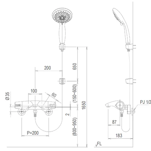 BFV-5103T-5C-  Vật liệu xây dựng (VLXD) hoàn thiện thiết bị vệ sinh sen nhiệt tự động  Inax