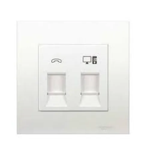 Bộ ổ cắm điện thoại và mạng cat5e Schneider Vivace series white KB32TS_RJ5E