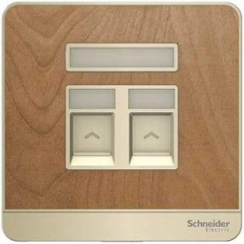 Bộ ổ cắm điện thoại và ổ cắm mạng 5e màu gỗ Schneider AvatarOn E8332TDRJS5_WD
