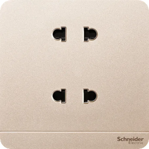 Bộ ổ cắm đôi 2 chấu 10A màu vàng ánh kim Schneider AvatarOn E83426U2_WG