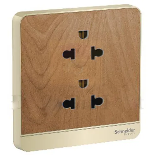 Bộ ổ cắm đôi 3 chấu 10A màu gỗ Schneider AvatarOn E83426UES2_WD